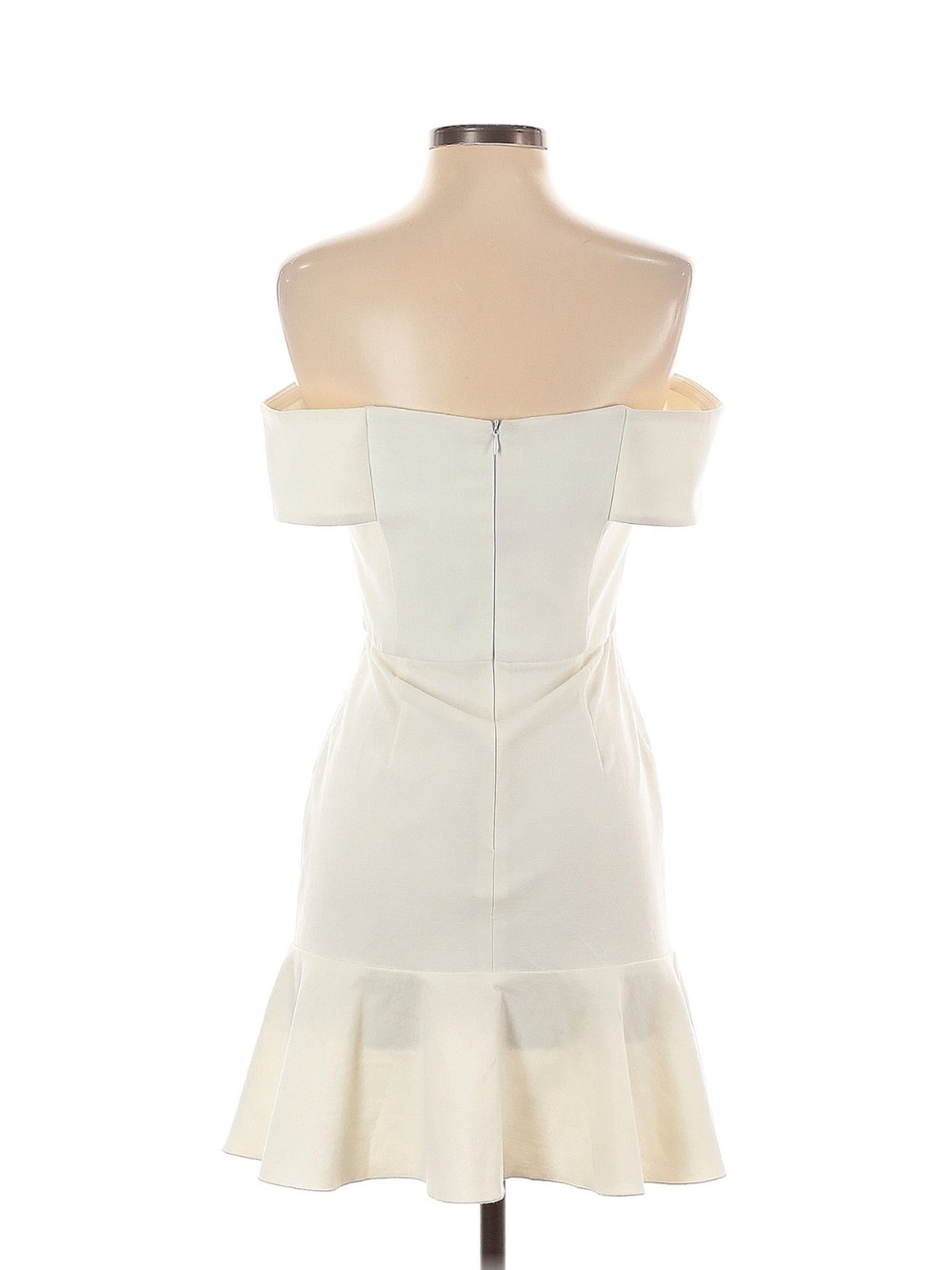 Off-Shoulder Cream Ruffle-Hem Dress - Picture 2 of 5